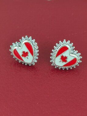Canada Flag Earring Stud Earrings Exclusive Designed Women Jewelry S925 Silver